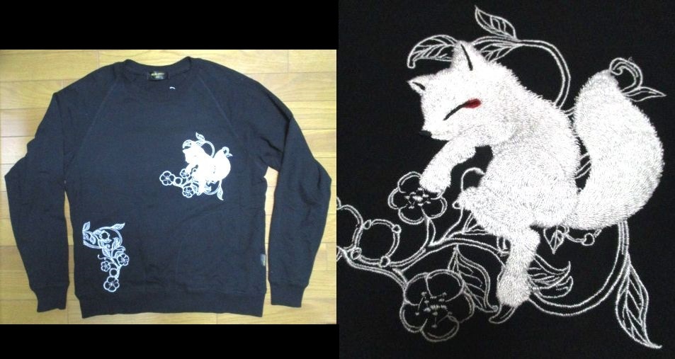 KON JAKU スウェット トレーナー XXLサイズ 黒 刺繍 キツネ コンジャク拍卖