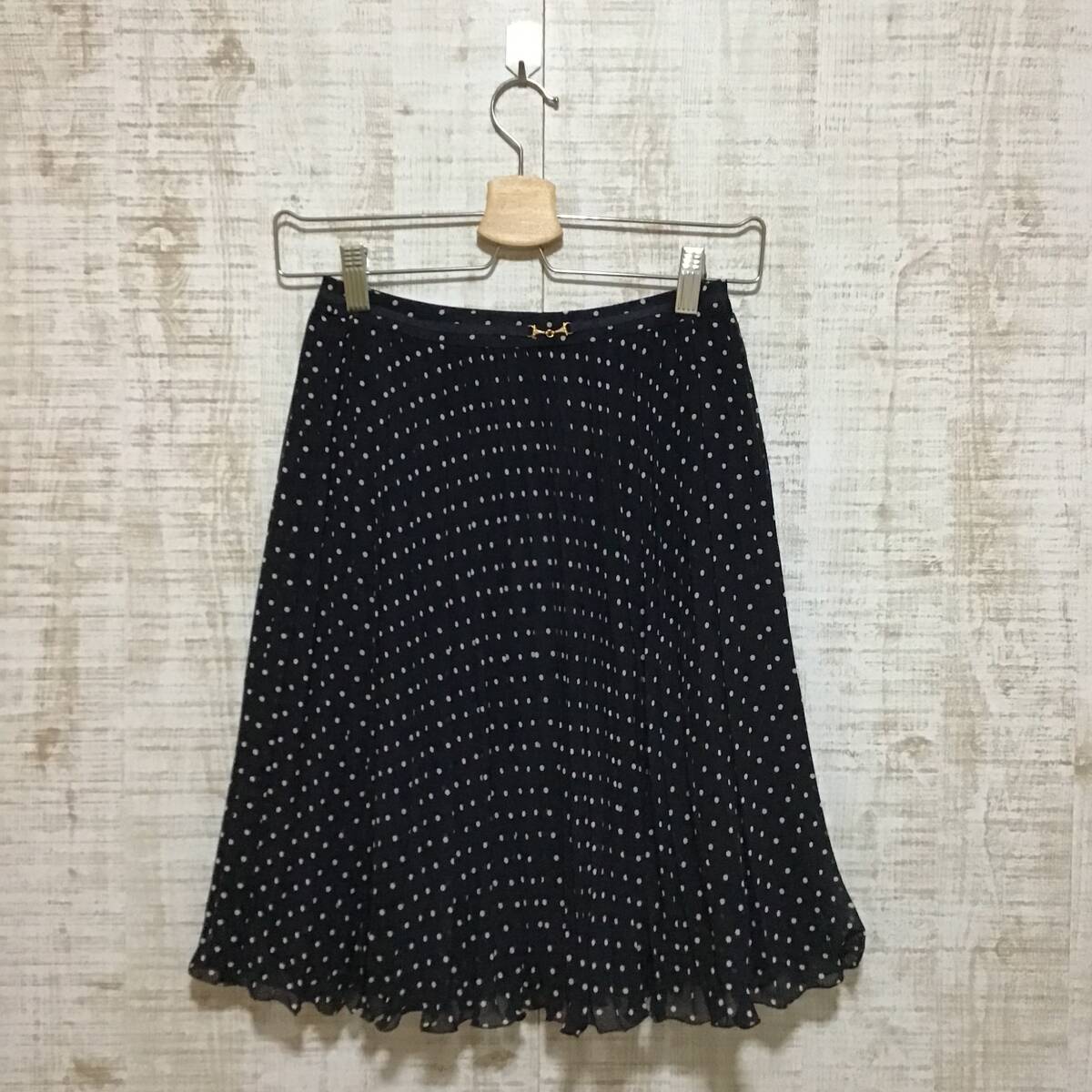 A242◇ef-de|エフデ フレアスカート ネイビー サイズS拍卖