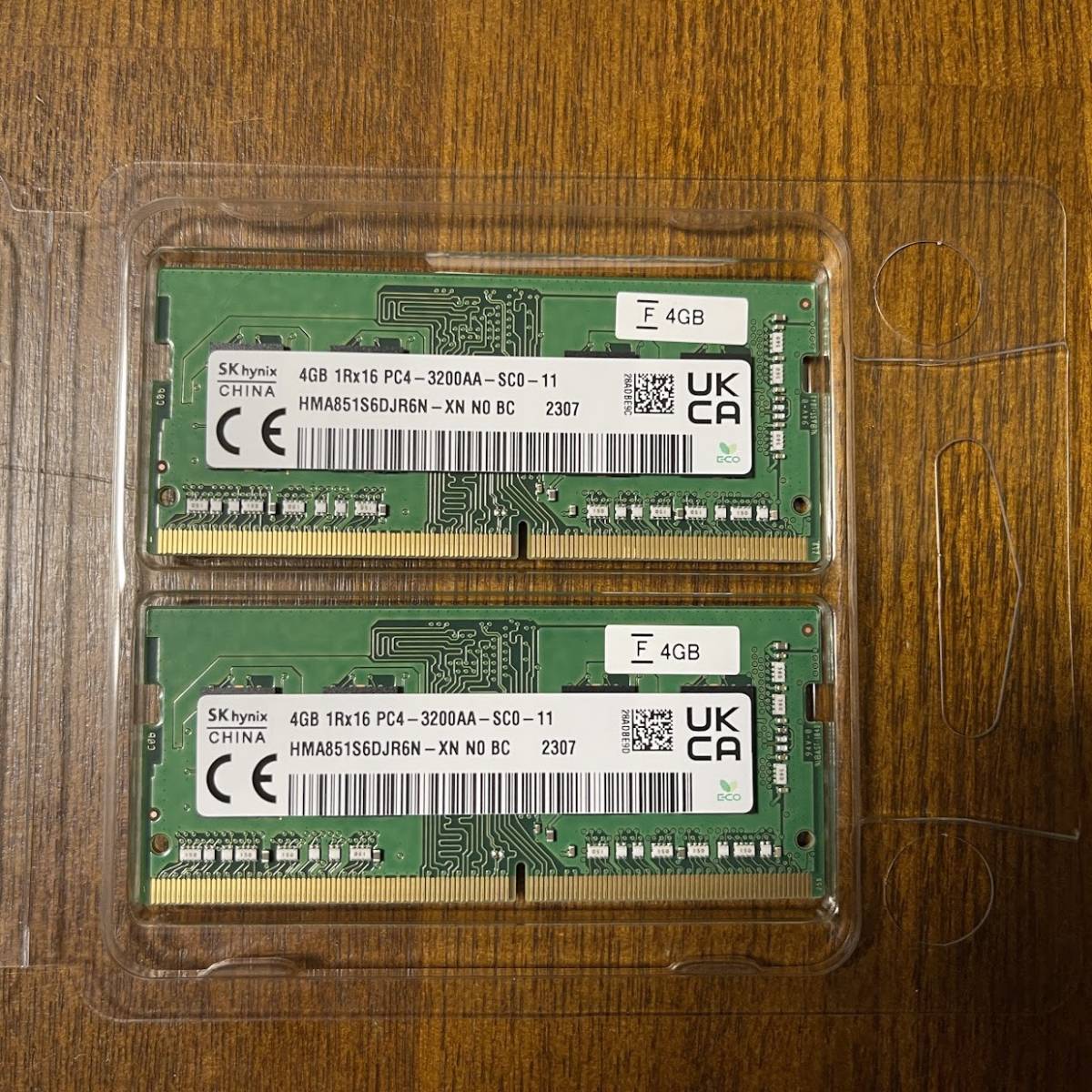 (KU) 動作確認済 SK hynix (4GB 1Rx16 PC4-3200AA-SC0-11)x2枚 計8GB 完全同一規格セット ノートPC 薄型デスクトップpc兼用メモリ Junk拍卖