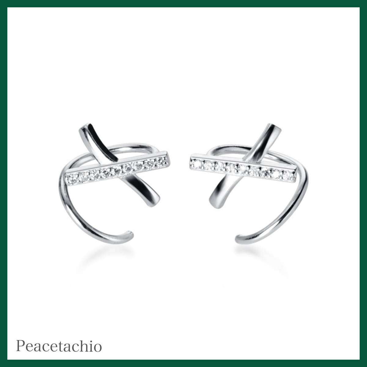 ピアス Silver925 シルバー アレルギー対応 クロス フック CZ プレゼント プチギフト 贈り物 収納ケース付拍卖