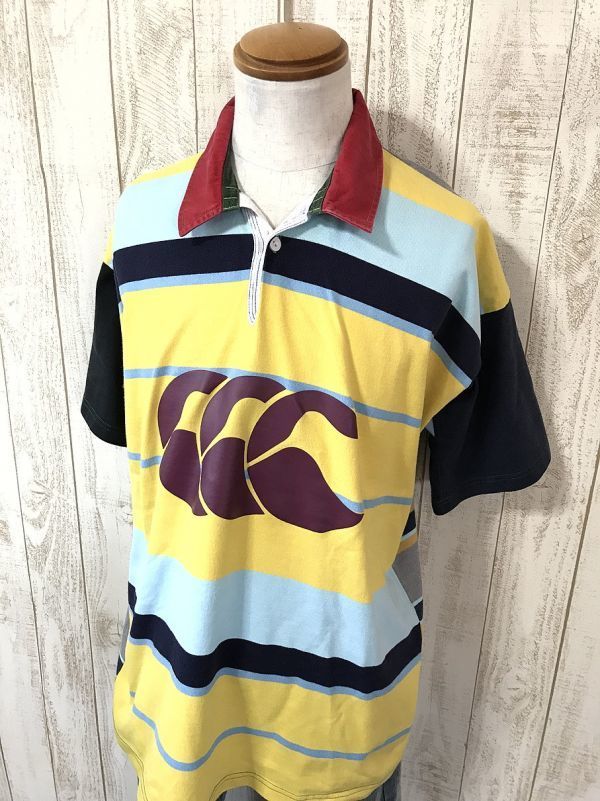 お勧め・【canterbury】カンタベリー デカロゴ 半袖ラガーシャツ XL拍卖