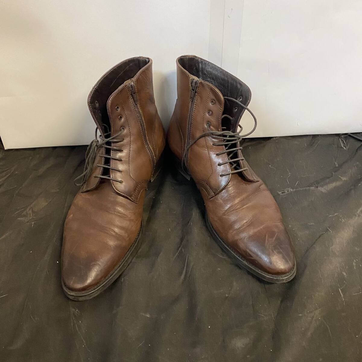 Hawkins レザーブーツ 43 サイドジッパー ホーキンス拍卖