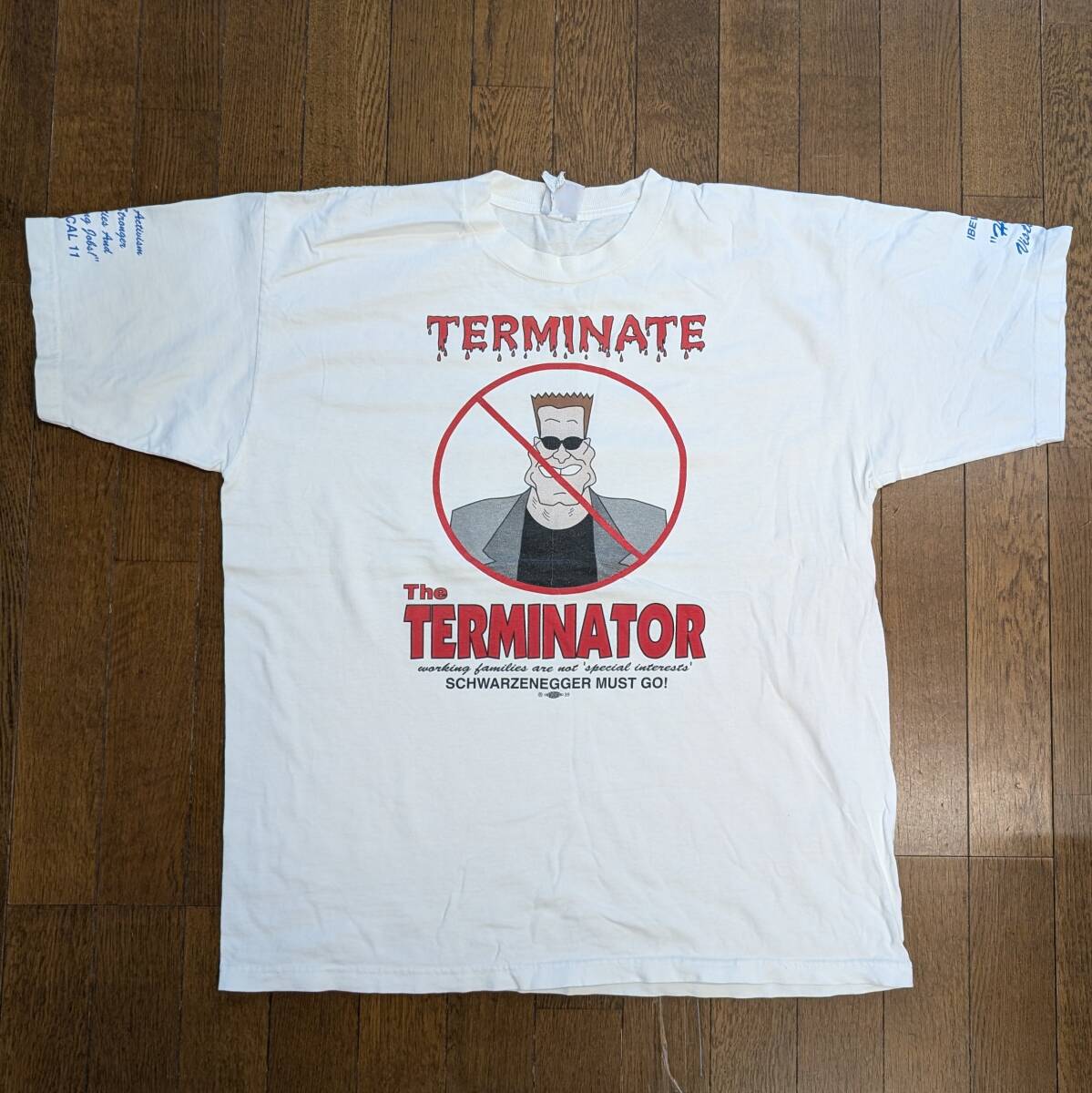 【値下げ】ターミネーター TERMINATOR U.S.A. コットンTシャツ XL 白T vintage 映画 古着 movie【B】拍卖