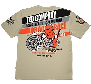 テッドマン/Tシャツ/ベージュ/S/tdss-462/エフ商会/カミナリモータース拍卖