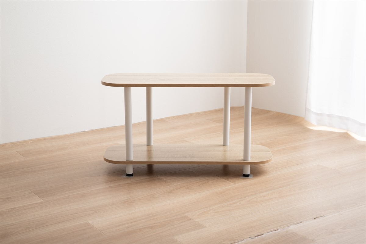 2段ラック 幅80cm オープンラック サイドテーブル ナチュラル色拍卖