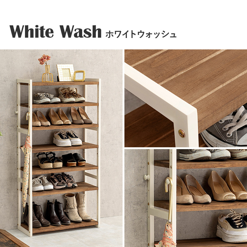 たくさん収納できる下駄箱 オープンラック シューズラック 幅65 高さ128 ホワイト色拍卖