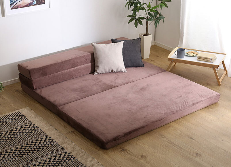 激安特価 送料無料 新品 マットレス ソファベッド 折りたたみマットレス ダブル 布ブラウン色 拍卖