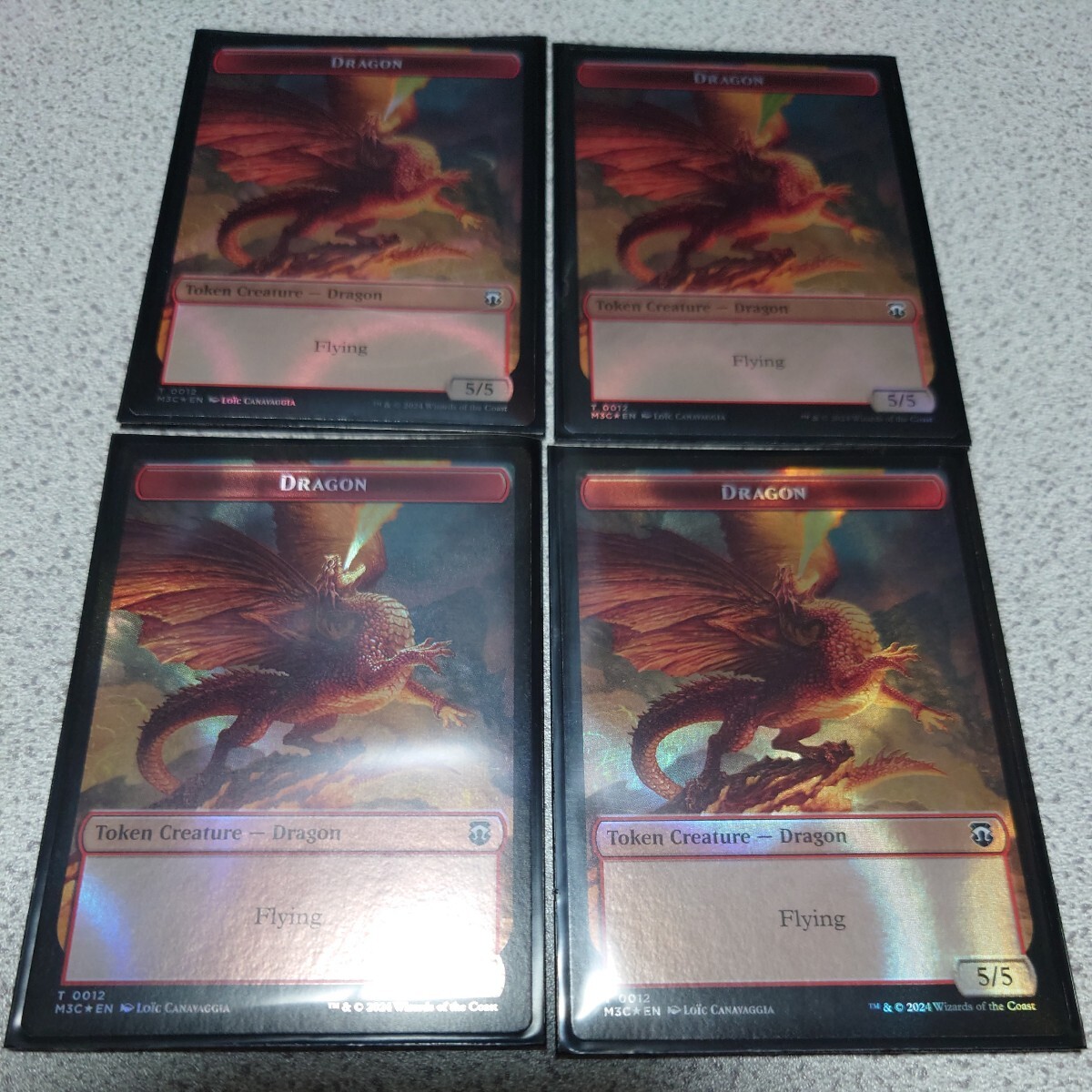 MTG MH3 ドラゴン トークン 英語リップルfoil 四枚セット モダンホライゾン3 統率者デッキ Collector's Edition 即決拍卖