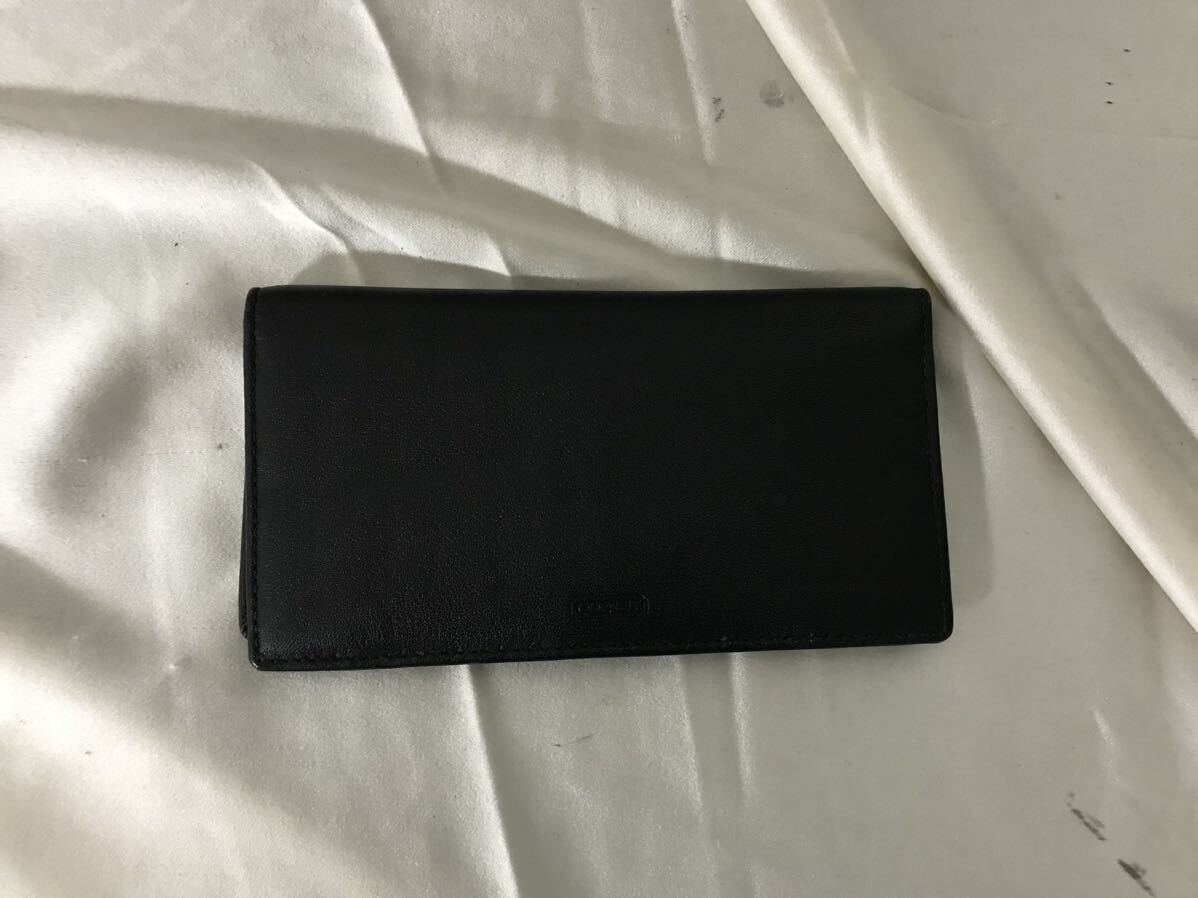 本物オールドコーチCOACH本革レザー二つ折りメモ帳カバーメンズレディースビジネススーツ旅行トラベル黒ブラック拍卖