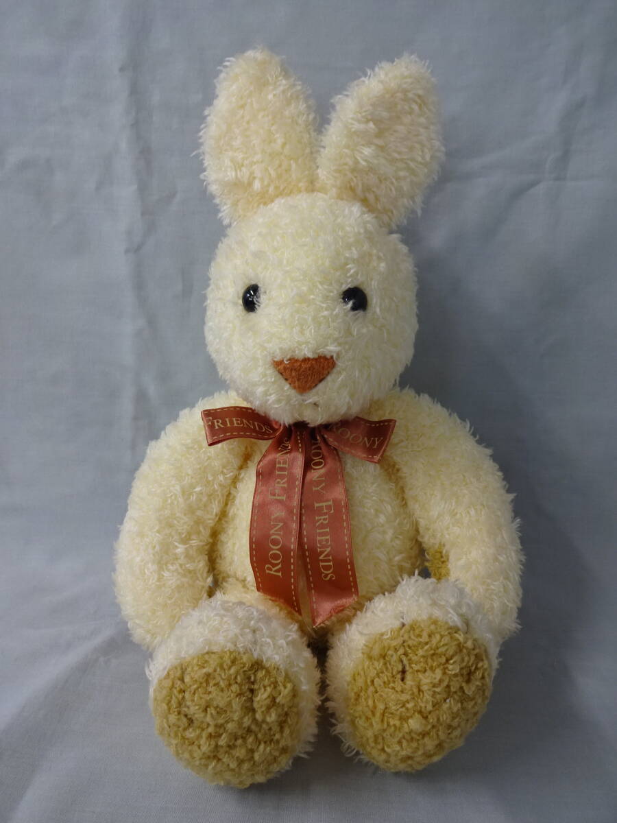 童心 DOUSIN うさぎ ウサギ フカフカ ぬいぐるみ リボン付き クリーム 色 希少レア 全長約45cm拍卖