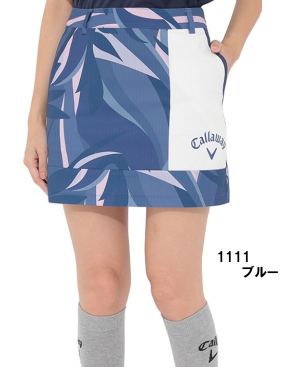 キャロウェイ 【Callaway】 レディース ボタニカル柄 スカート C22128211 S ブルー系 【2537】 ネコポス発送拍卖