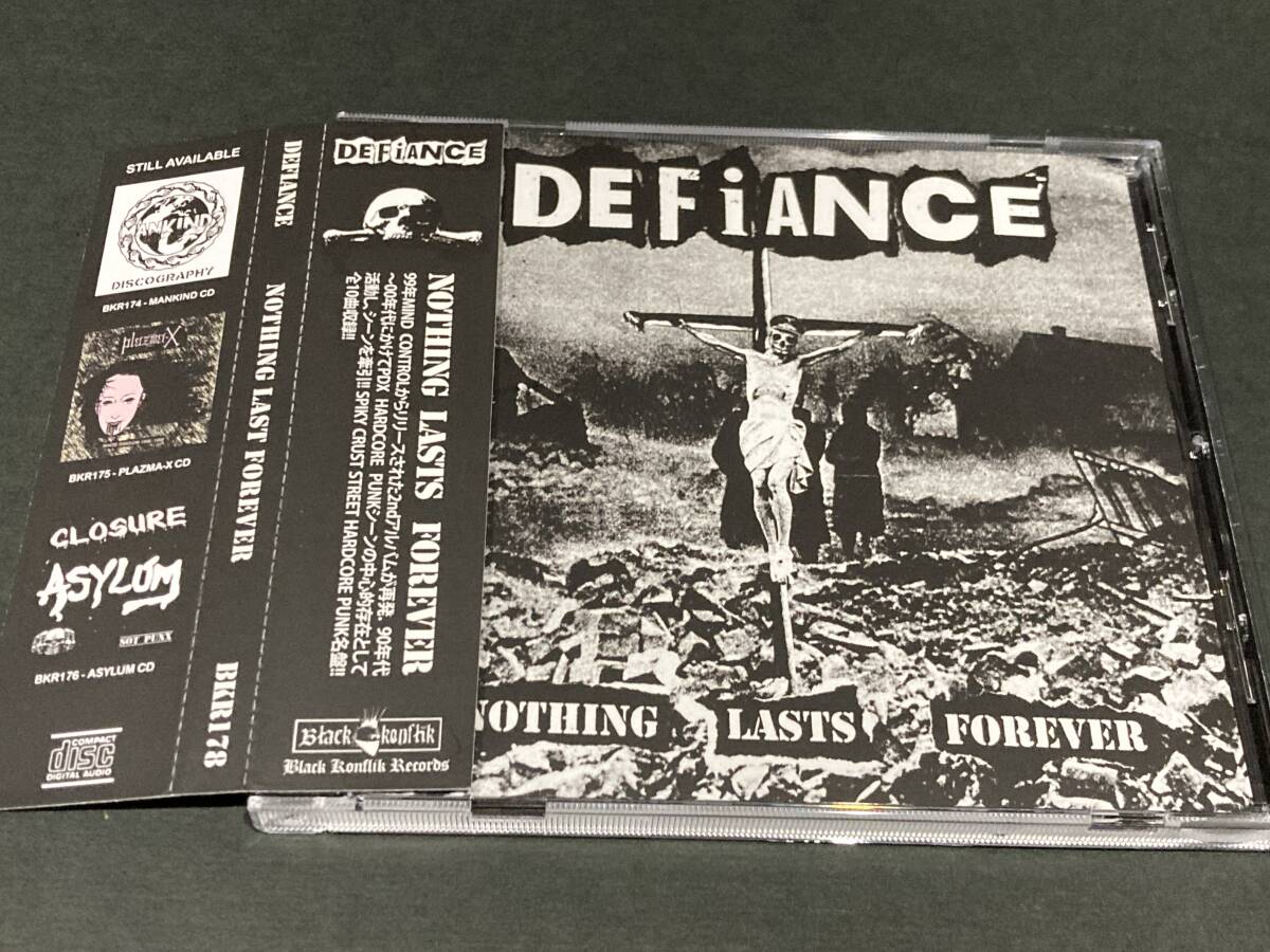 輸入盤帯付CD DEFIANCE/NOTHING LASTS FOREVER 2022年盤 PDX HARDCORE PUNK 99年アルバム拍卖