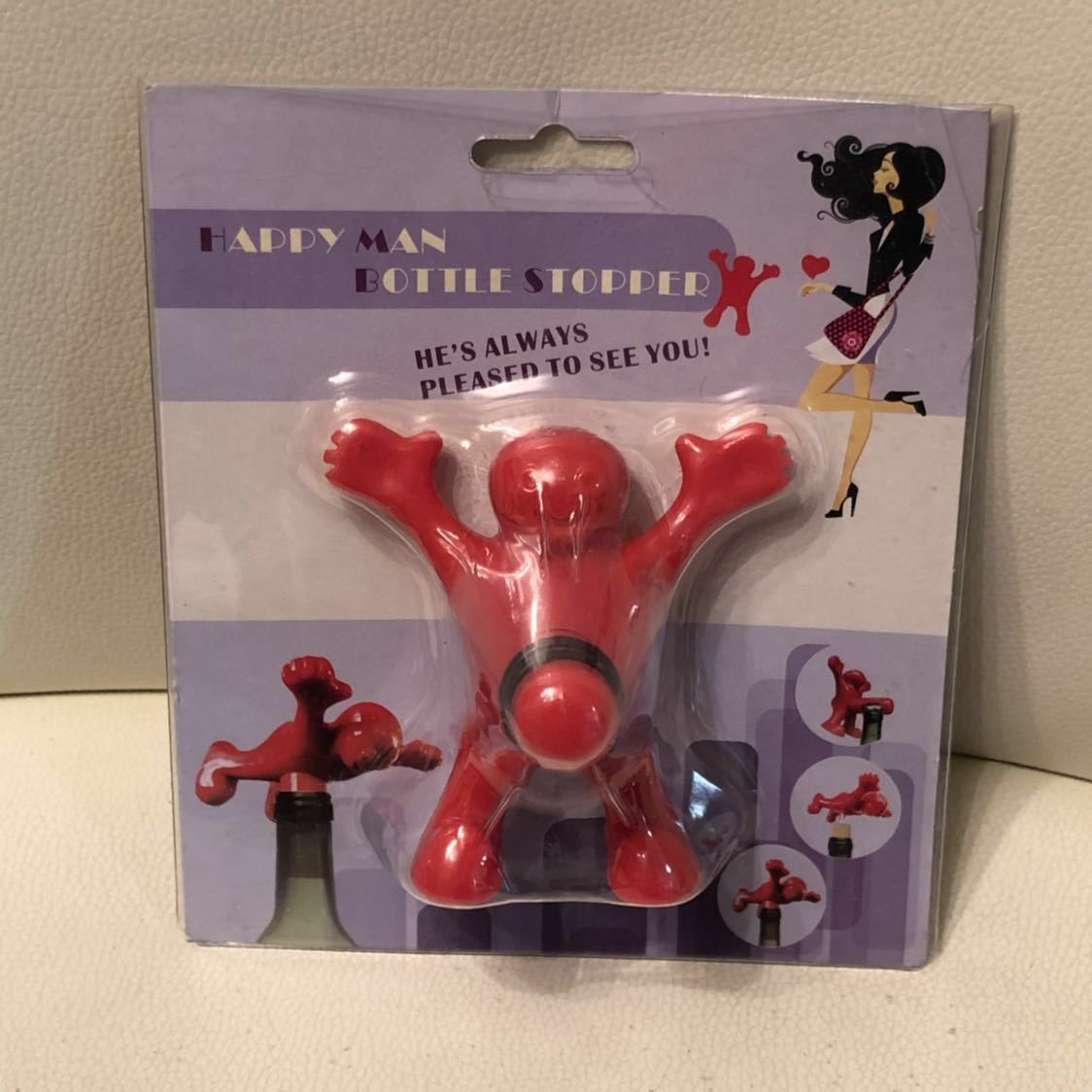 未使用品!ハッピーマン ボトルストッパー 赤拍卖