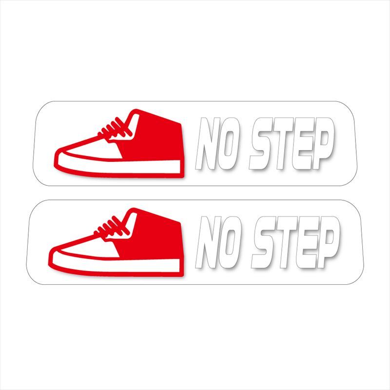 (透明) NO STEP ステッカー 2枚セット 8.5cm レッド カーステッカー ドアシル サイドシル拍卖