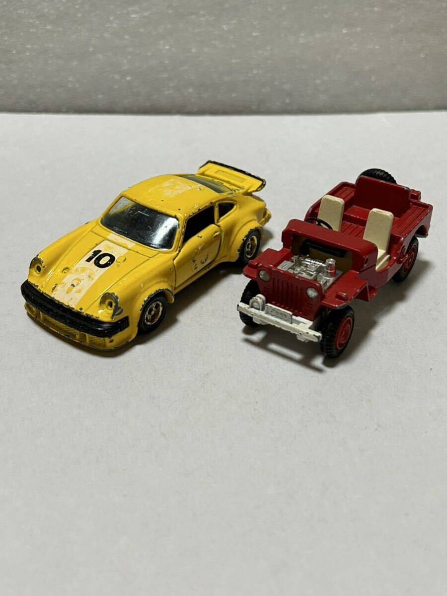 レア絶版ヴィンテージ!tomica DANDY!PORSCHE 934 turbo!MITSUBISHI Jeep J3R!ダイキャストミニカー!当時物!ジャンク!拍卖