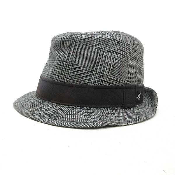 H■カンゴール/KANGOL グレンチェック柄 中折れハット 帽子【S/M】灰色/LADIES向き■110【中古】拍卖