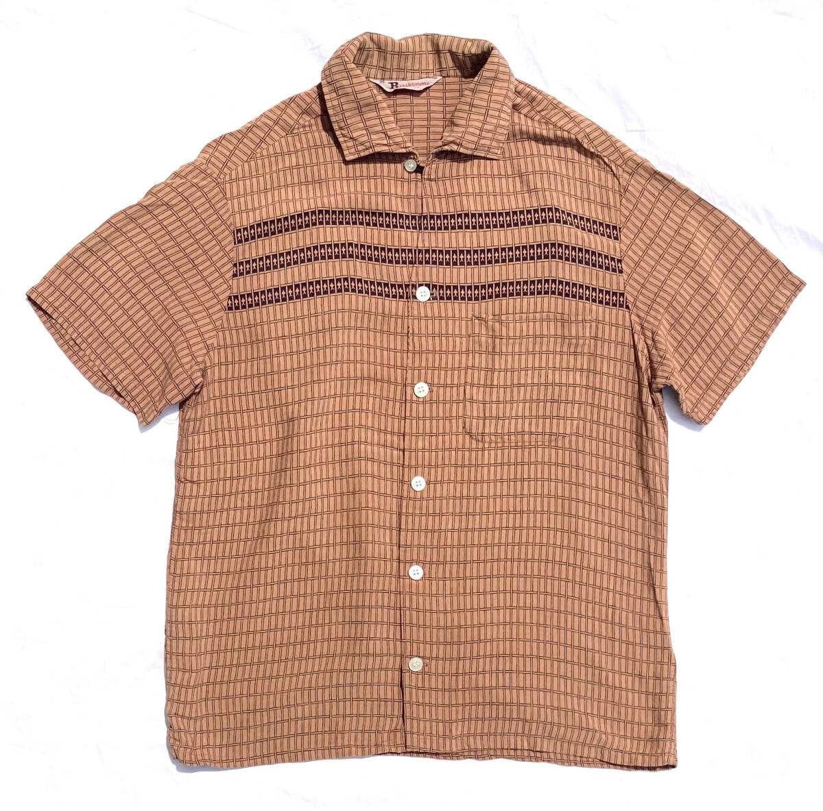 50s-60s ビンテージ BERCKTOWNE レーヨン 半袖 BOXシャツ M アロハシャツ 拍卖
