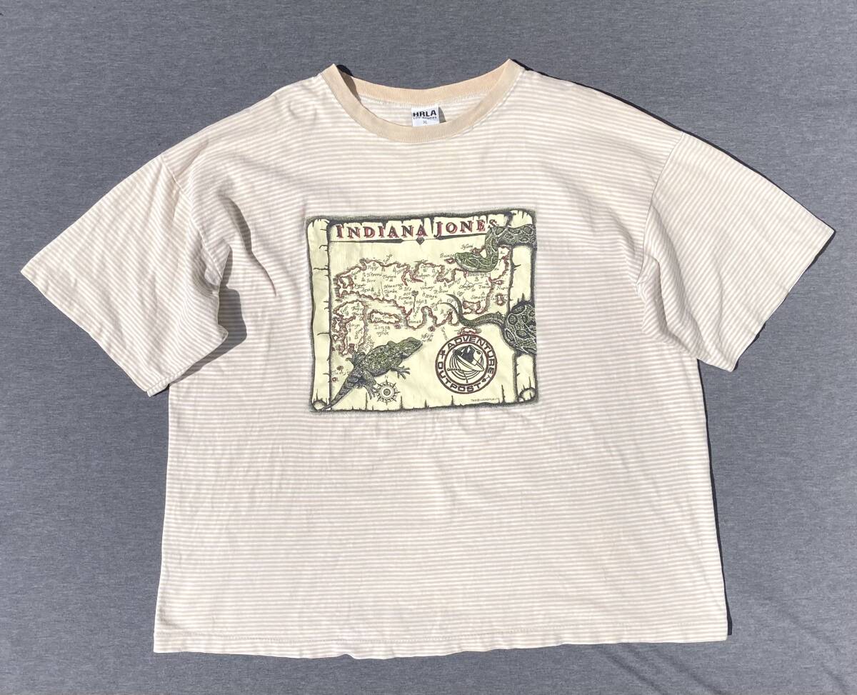 希少 90s USA製 INDIANA JONES Tシャツ ボーダー XL ビンテージ インディ ジョーンズ 映画 ディズニー拍卖