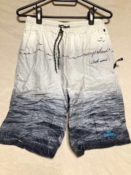 USED・難有り! SPALDING サーフパンツ(海パン) サイズL 白/グレー/紺系拍卖
