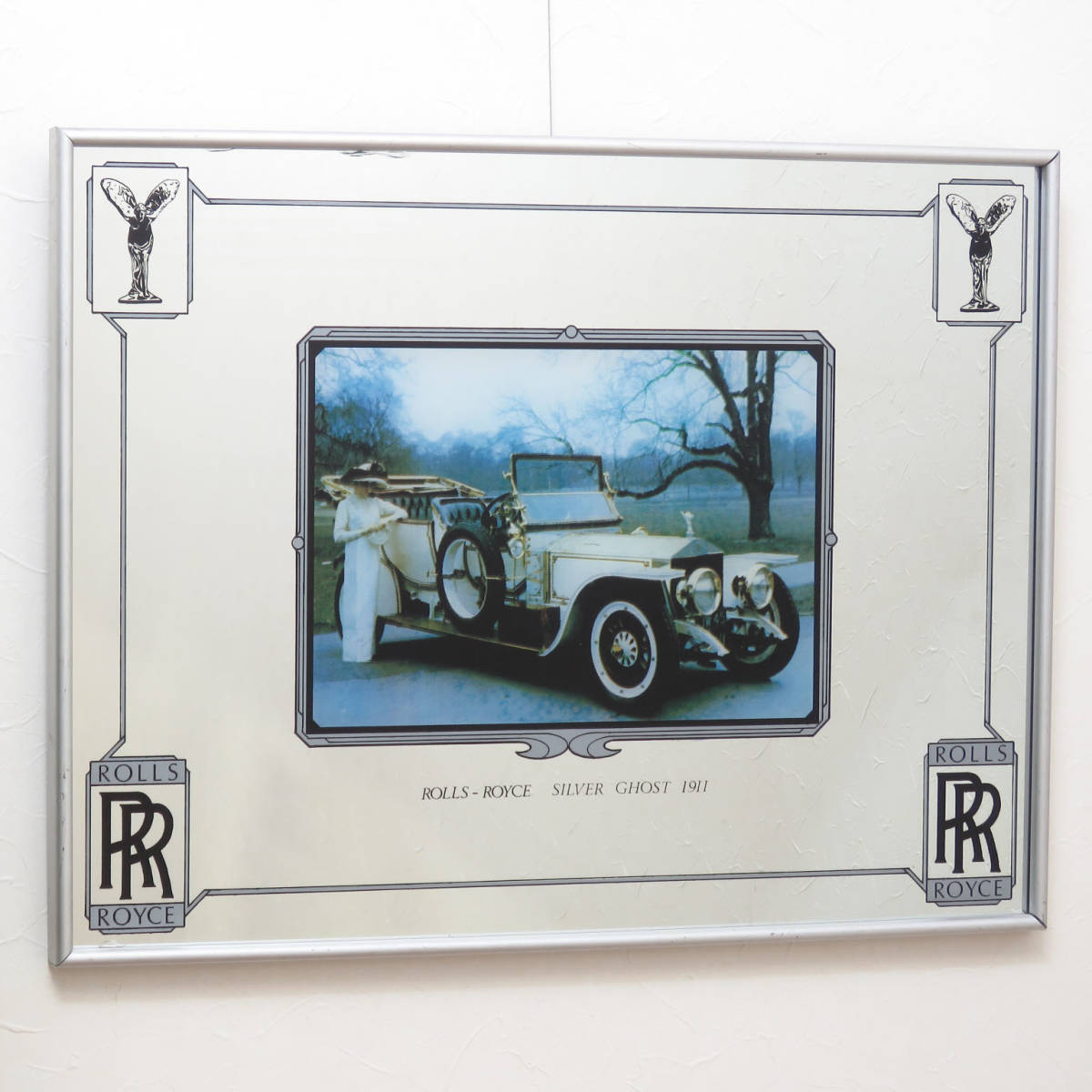 ロールス・ロイス (SILVER GHOST 1911) クラッシックカー/ビンテージミラー/古い壁掛け鏡/店舗什器/ディスプレイ/インテリア雑貨/A-4334-7拍卖