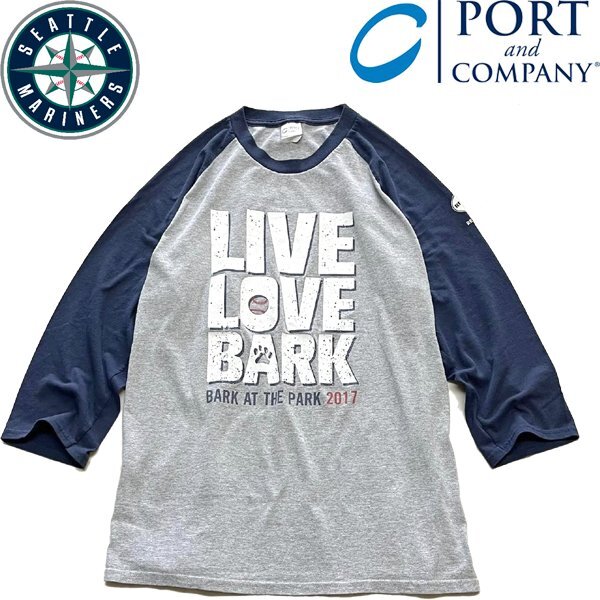 1点物◆マリナーズ七分袖バックプリントTシャツ古着メンズL/XLレディースOKアメカジ90sストリート/スポーツ中古ブランド灰紺USA野球372905拍卖