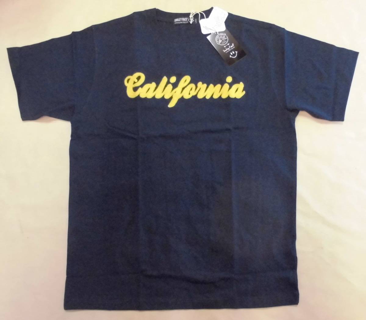 CALIFORNIAT-SHIRTS×SMILEYFACEスマイルデザインチェーン刺繍TシャツネイビーM拍卖