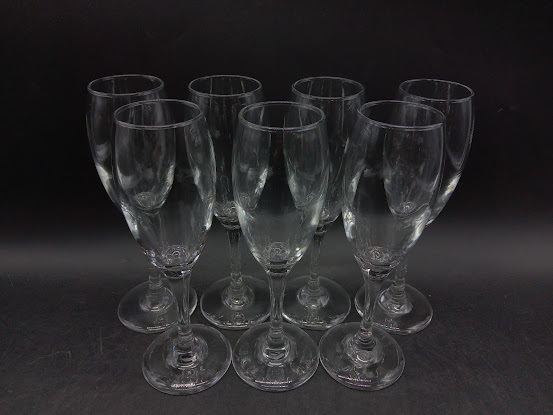 ▽ Libbey シャンパングラス 7客 / リビー 3996 ティアドロップ 酒器 グラス フルートグラス拍卖