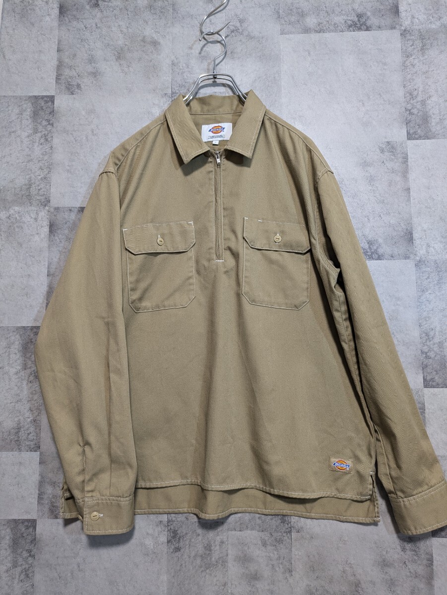 ディッキーズ Dickies プルオーバーワークシャツ 長袖シャツ L ベージュ OSAGARI拍卖