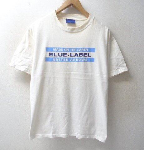 ◆UNITED ARROWS BLUE LABEL 初期 ヴィンテージ ユナイテッドアローズ ブルーレーベル ロゴプリント Tシャツ 白 サイズL 汚れあり拍卖