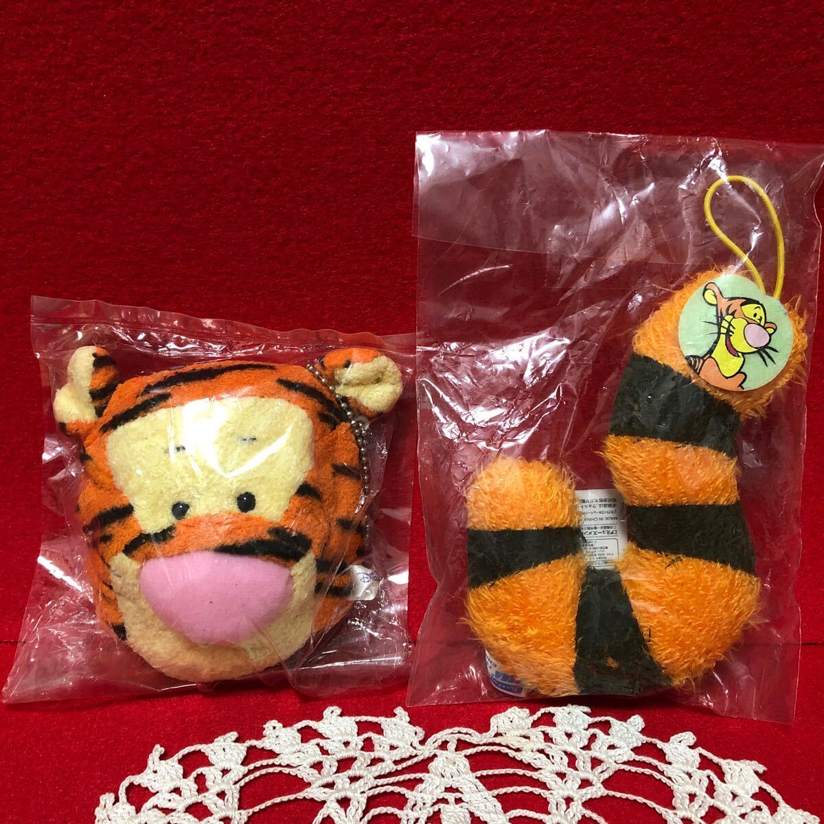 ディズニー Disney ティガー くまのプーさん 2点セット パスケース ストラップ 尻尾 マスコット ぬいぐるみ 未使用品拍卖