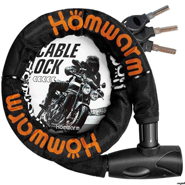 【頑丈なワイヤーで高い防犯性を誇るバイクチェーン】 チェーンロック バイク 自転車 ワイヤーロック 頑丈 盗難防止 (ブラック)拍卖