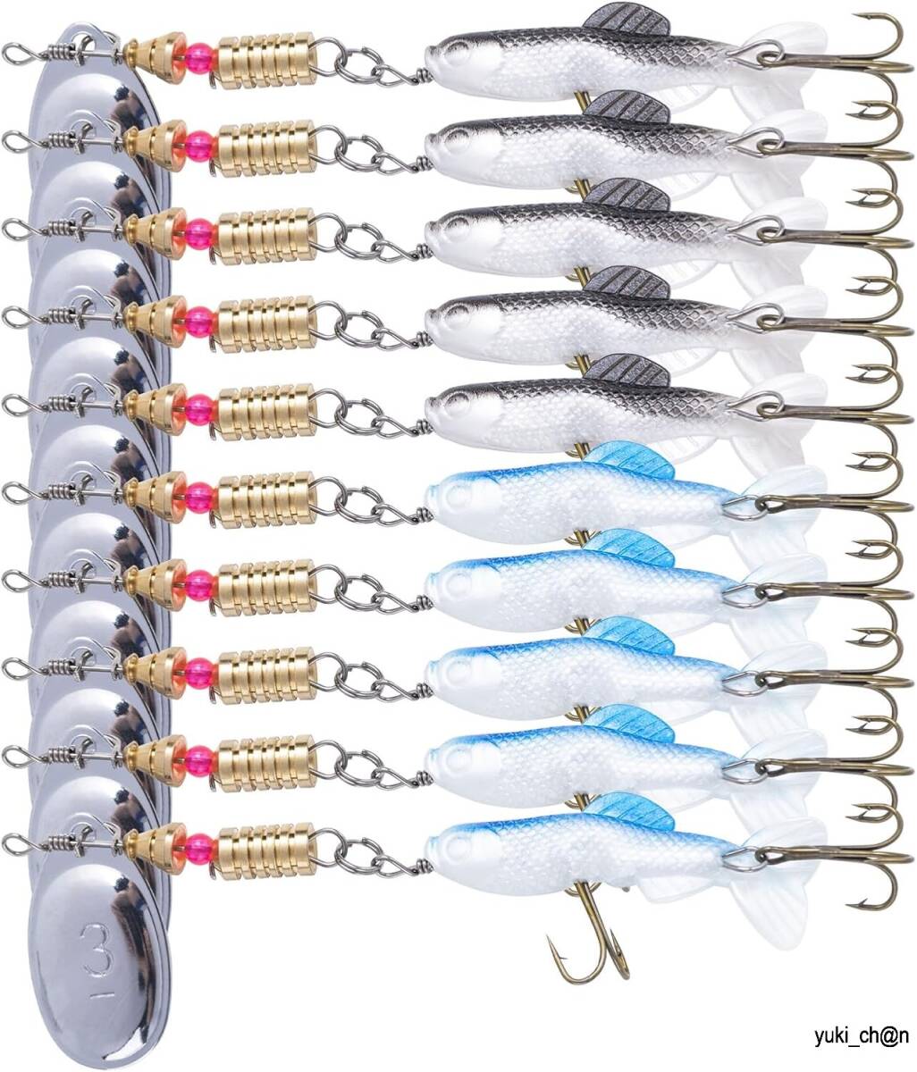 ソフトルアー ルアーセット ブラック/ブルー 10本セット トリプルフック付き ブレード付 スピンテール バイブレーション シーバス トラウト拍卖