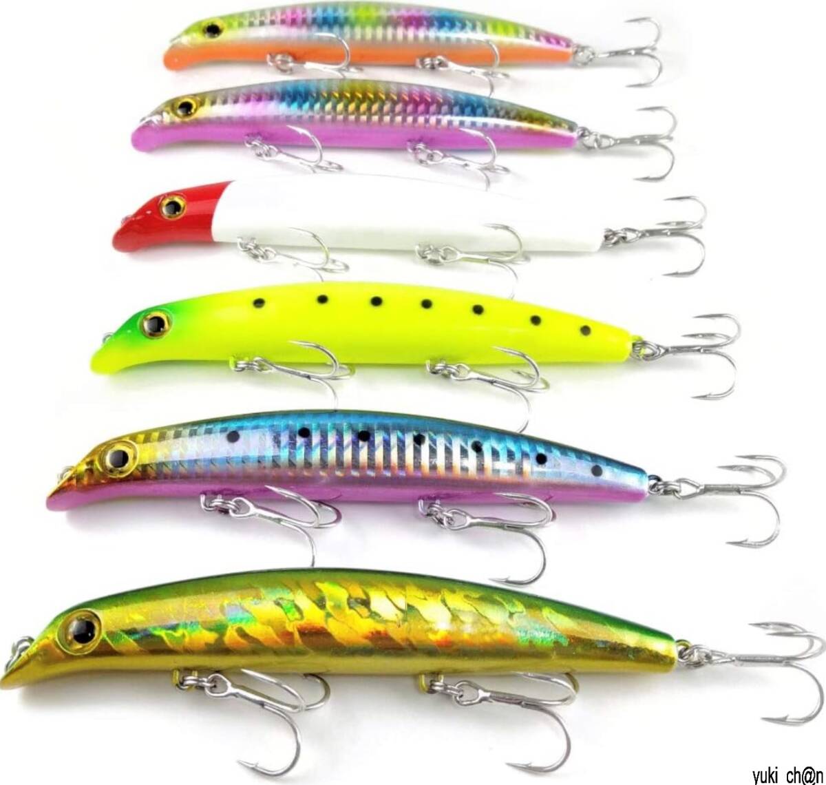 ルアーセット 6本セット 12cm 16g リップレスミノー 6カラー セット トレブルフック ソルトウォーター フィッシュイーター拍卖