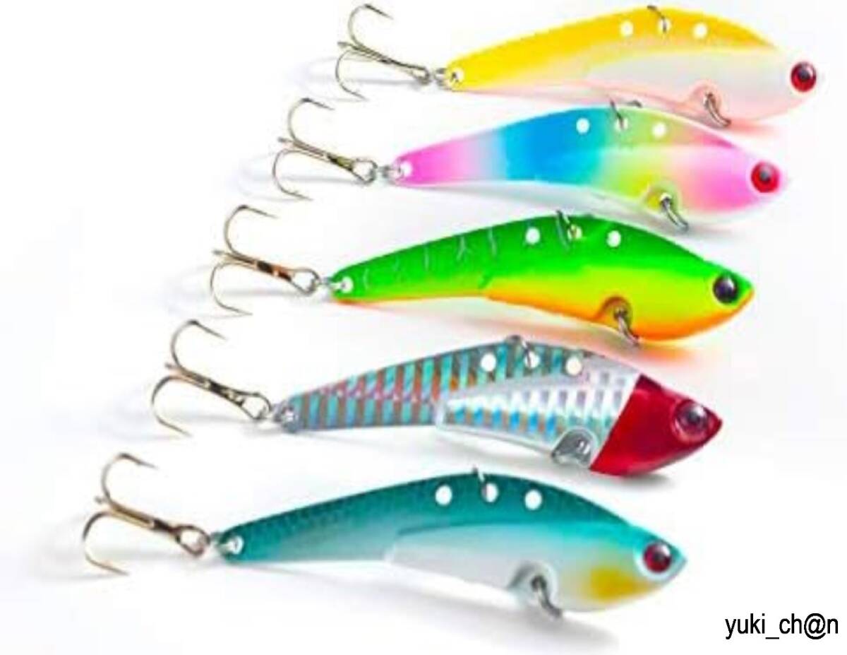 メタルバイブレーション ルアー5色セット 25g/74mm ルアーセット シーバス ヒラメ マゴチ ブリ ソルトウォーター ショアジギング拍卖