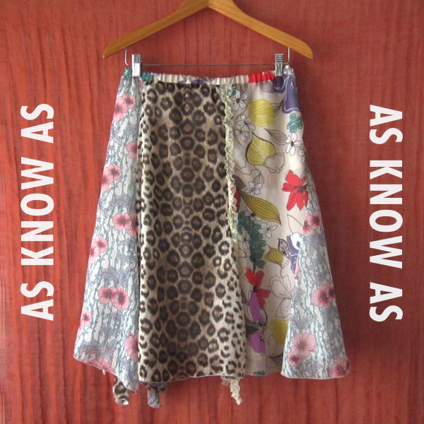 タグ付新品 AS KNOW AS/アズノウアズ★ プリント切替 フレアースカート拍卖