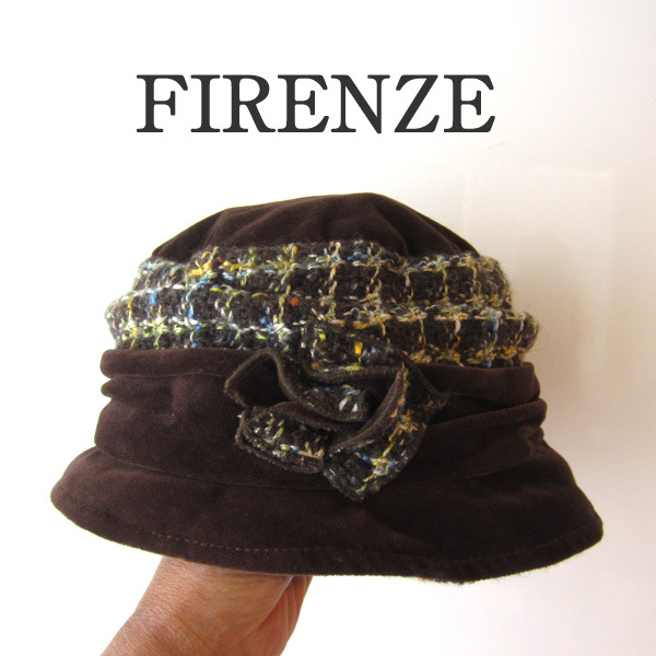美品 イタリア製 FABBRICA CAPPELLI★ ベロア/ニット切替 バゲットハット拍卖