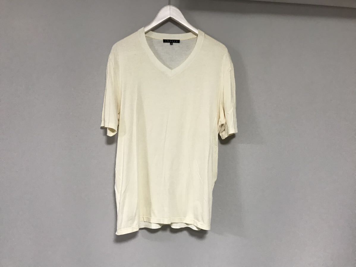 本物セオリーtheoryコットンVネック半袖Tシャツメンズサーフアメカジミリタリーワークビジネススーツモード42白オフホワイトL拍卖