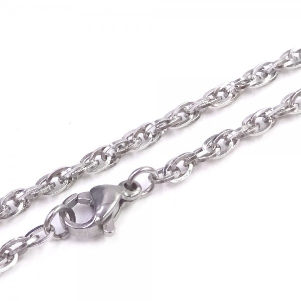 ステンレス製 ダブルアズキ ネックレス アズキ チェーン サージカルステンレス アレルギー対応 幅 2mm 50cm シルバー拍卖