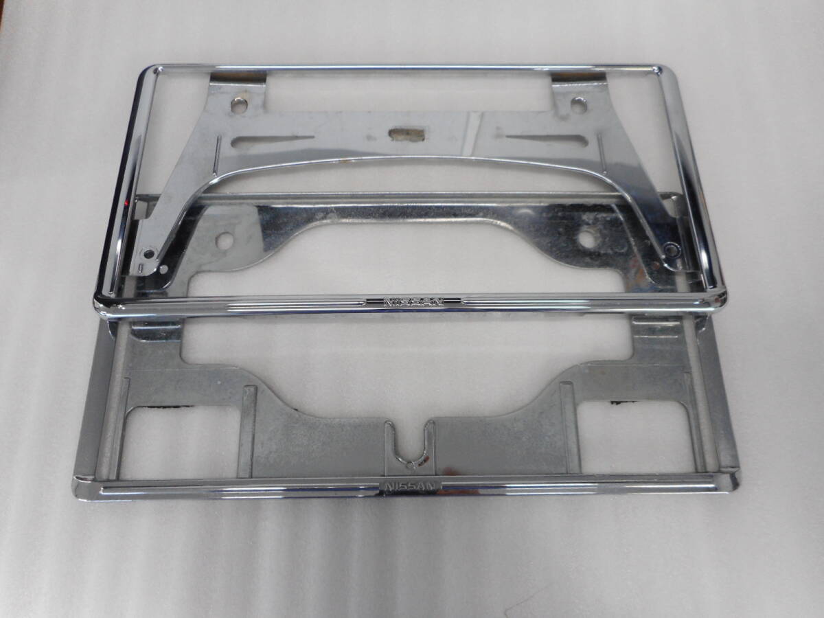 日産純正◆ナンバーフレーム◆前後2枚セット◆メッキナンバーフレーム拍卖