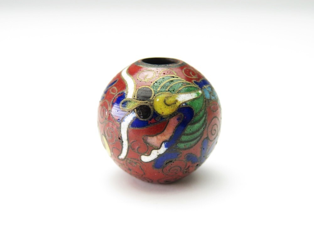 【8204】堤物 江戸~明治(印籠) 雲龍 七宝 緒締め ②(初品・買取品)拍卖