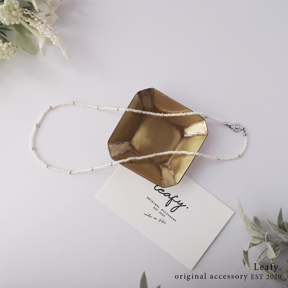 cute×whiteビーズネックレス 白/シルバー/ビーズアクセサリー拍卖