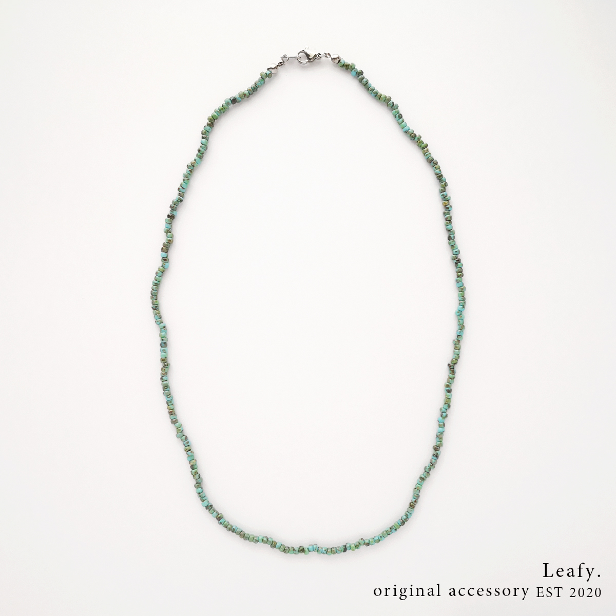 アンティーク調ターコイズガラスビーズのネックレス サージカルステンレス ビーズネックレス ユニセックス 男女兼用 メンズ拍卖
