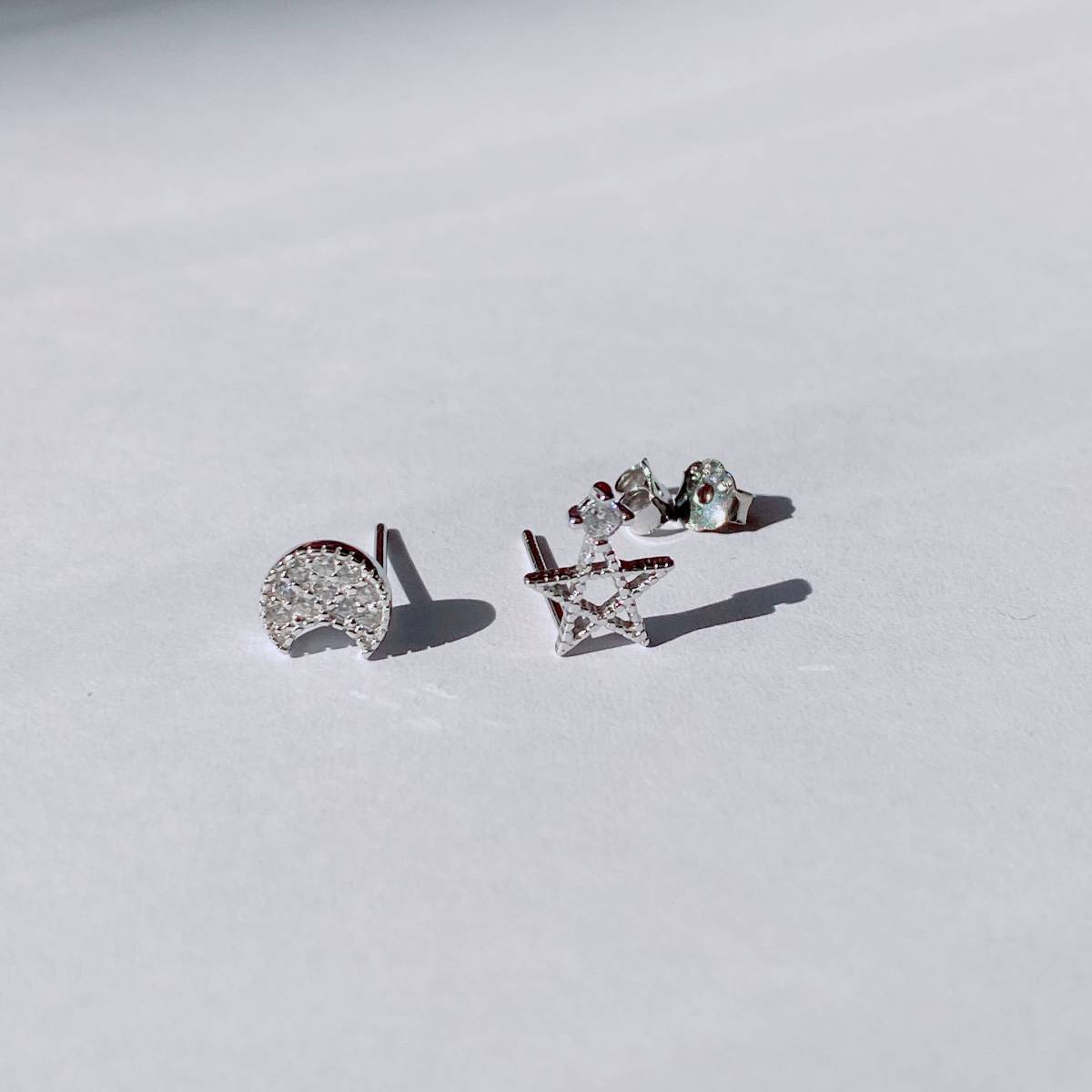 ピアス 星 月 スター リング シルバー シンプル拍卖