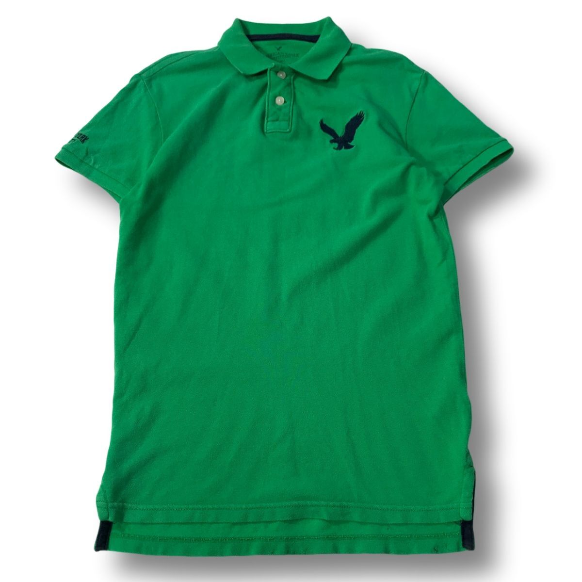 《良品◎》AMERICAN EAGLE アメリカンイーグル★ワンポイント*ポロシャツ*グリーン*サイズXS(MS3389)◆S60拍卖