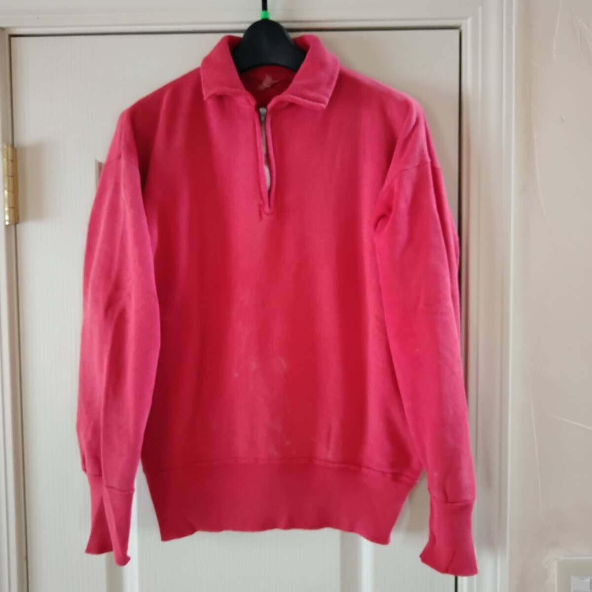 レア60年代〜ハーフジップ スウェットシャツ Vintage Half Zip Sweat Shirt レッド Mサイズ表記拍卖