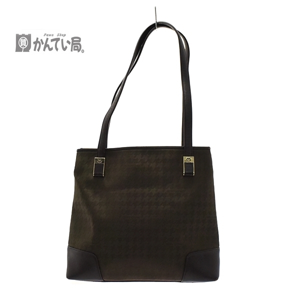 mila schon ミラショーン ハンドバッグ トートバッグ 千鳥柄 グリーン系 レザー ブラウン マグネットホック開閉式 お出かけバッグ お洒落拍卖