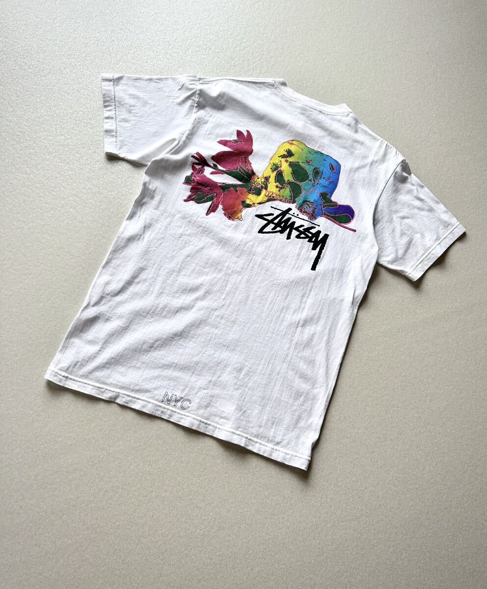 2000s USA製 STUSSY NYC LIMITED SKULL&FLOWER TEE アメリカ製 ステューシー ミレニアム限定 スカル&フラワー Tシャツ オールド ビンテージ拍卖