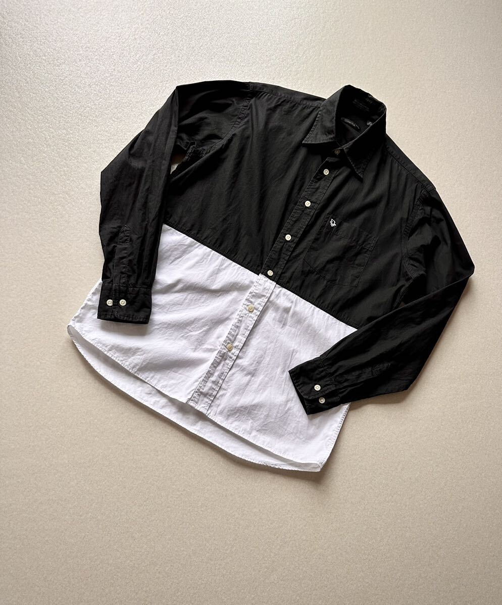 80s USA製 Christian Dior BLACK×WHITE BICOLOR SHIRT VINTAGE アメリカ製 ディオール 黒×白 バイカラーシャツ オールド ビンテージ拍卖