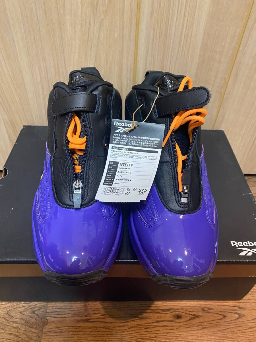☆新品 Reebok 27.5cm ANSWER Ⅳ アレン・アイバーソン アンサー4 スニーカー バッシュ リーボック パープル拍卖
