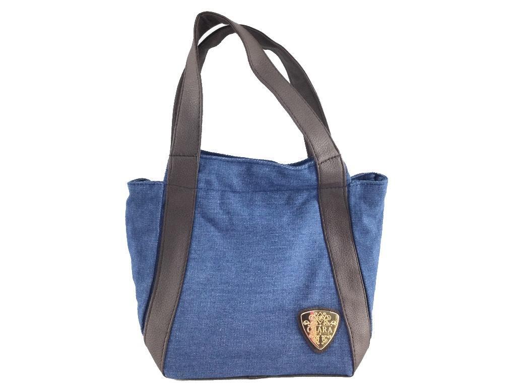 手提げデニムバッグ CLARA 仕分けが便利 3層構造 ネイビー拍卖